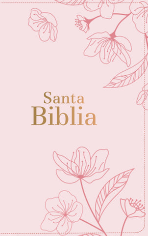 Image of Biblia RVR 1960 Letra Grande Tamaño Manual Flores Rosa Claro con Cierre e Índice