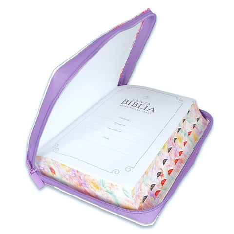 Image of Biblia RVR 1960 Súper Gigante Jardin Turquesa Canto Pintado Cierre Índice Símil Piel