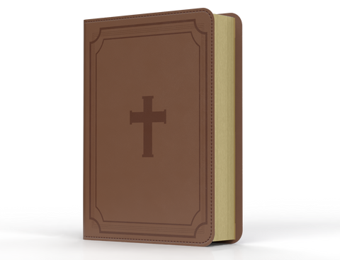 Image of Biblia RVR 1960 Compacta Letra Grande 11 Puntos Símil Piel Cruz Marrón