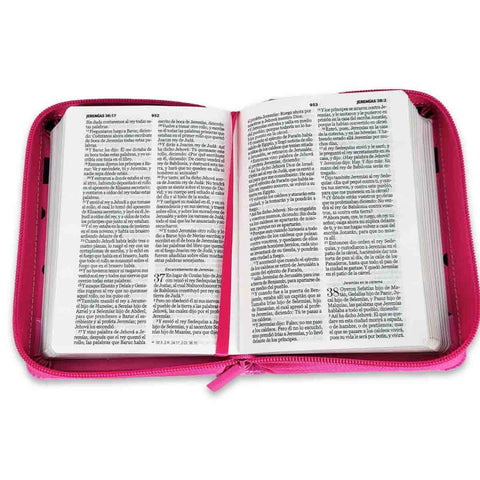 Image of Biblia RVR 1960 Bolsillo Rosa Fucsia Mariquita Símil Piel con Cierre
