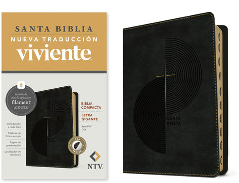 Image of Biblia NTV Compacta Letra Gigante con Filament Símil Piel Gris Índice Letra Roja