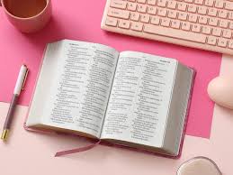 Image of Biblia RVR 1960 Letra Grande Tamaño Manual Bicolor Rosa Rosa Símil Piel