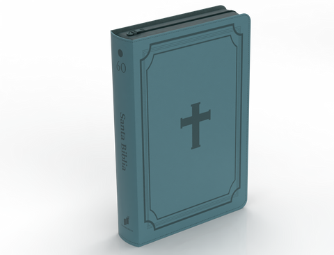 Image of Biblia RVR 1960 Letra Grande Tamaño Manual Cruz Azul Acero con Cierre e Índice