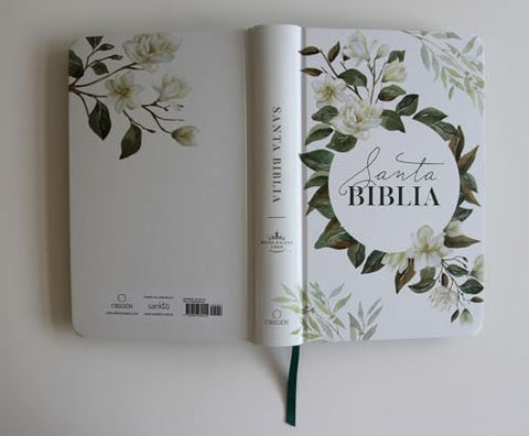 Image of Biblia RVR 1960 Letra Grande Tamaño Manual Flores Blancas Tapa Dura