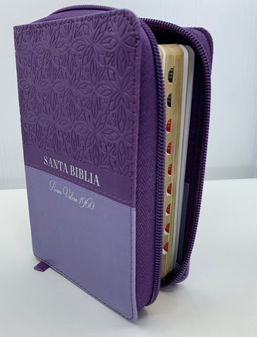 Image of Biblia RVR 1960 Compacta Duotono Lila Símil Piel con Índice y Cierre