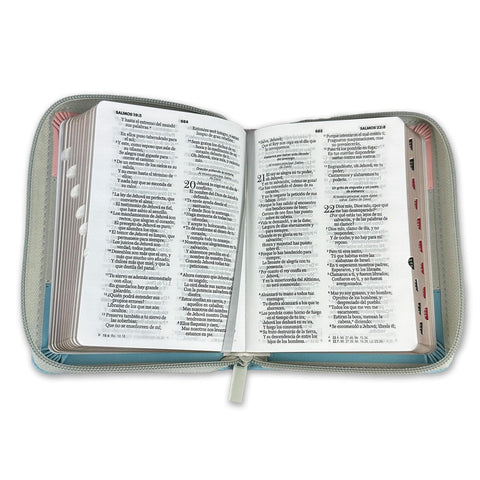 Image of Biblia RVR 1960 Bolsillo Símil Piel Tricolor Rosa Blanco Turquesa