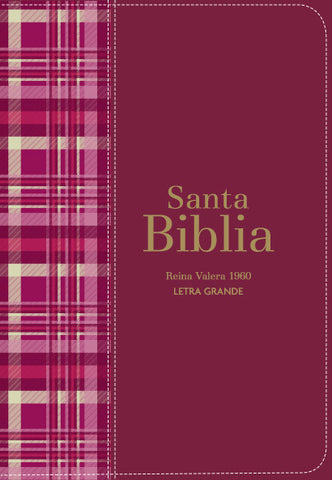 Image of Biblia RVR 1960 Compacta Letra Grande 11 puntos Símil Piel Cuadros Fucsia Oscuro con Cierre e Índice