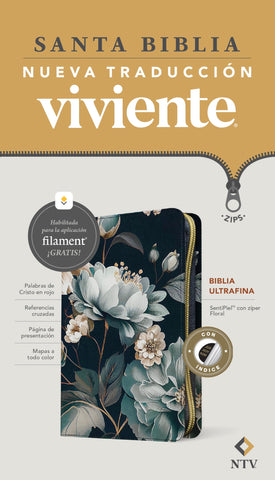 Image of Biblia NTV Ultrafina con Filament Floral Símil Piel con Índice y Cierre