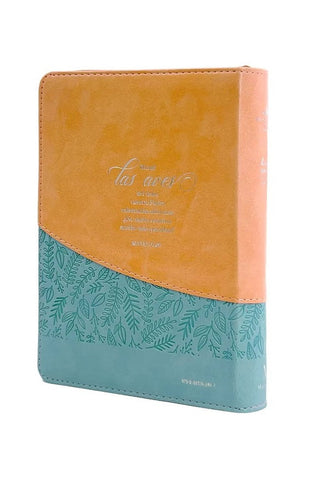 Image of Biblia RVR 1960 Letra Grande Tamaño Manual Pájaros Rosa Azul Símil Piel