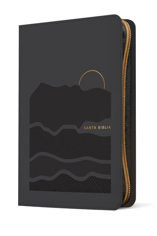 Image of Biblia NTV Ultrafina Letra Grande con Filament Símil Piel Gris Letra Roja Cierre
