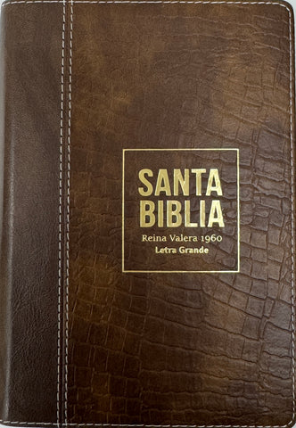Image of Biblia RVR 1960 Compacta Letra Grande 11 puntos Símil Piel Piel Marrón con Cierre y Índice
