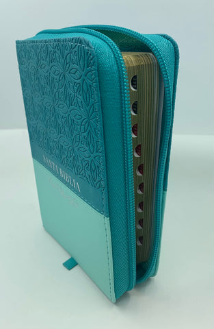 Image of Biblia RVR 1960 Compacta Duotono Turquesa con Índice y Cierre
