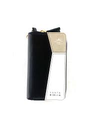 Image of Biblia RVR 1960 Chequera Negro Beige Blanco Símil Piel con Índice y Cierre