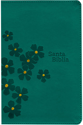 Image of Biblia NTV Compacta Letra Gigante con Filament Símil Piel Turquesa Floral Letra Roja