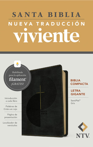 Image of Biblia NTV Compacta Letra Gigante con Filament Símil Piel Gris Letra Roja