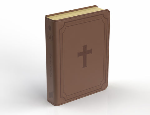 Image of Biblia RVR 1960 Compacta Letra Grande 11 Puntos Símil Piel Cruz Marrón