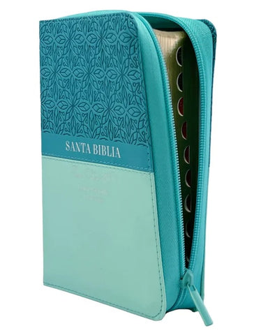 Image of Biblia RVR 1960 Letra Grande Tamaño Manual Bifloral Turquesa Símil Piel