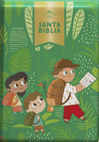 Image of Biblia RVR 1960 Interactiva para Niños Letra Grande Verde Símil Piel Con Cierre