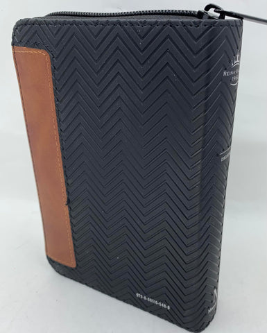 Image of Biblia RVR 1960 Bolsillo Símil Piel Geométrico Negro Café con Índice
