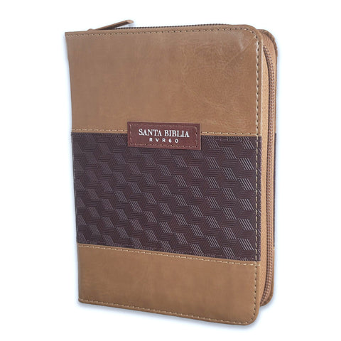 Image of Biblia RVR 1960 Bolsillo Duotono Café Símil Piel con Índice y Cierre