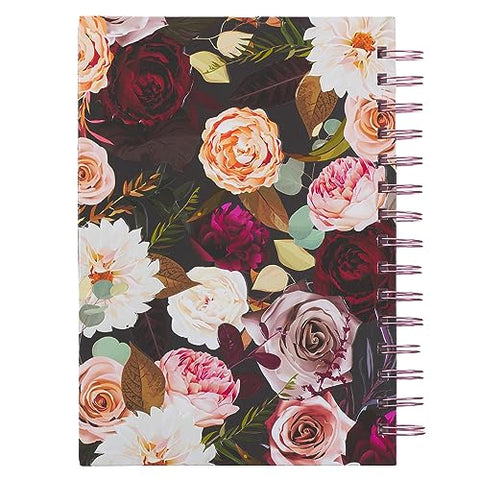 Image of Diario Espiral Negro Floral Fuerte y Valiente Jos 1:9