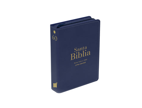 Image of Biblia RVR 1960 Compacta Letra Grande 11 puntos Símil Piel Azul con Cierre e Índice