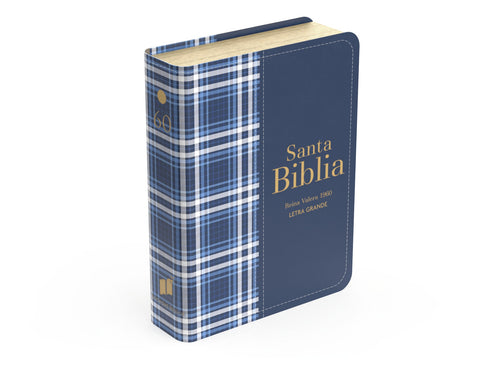 Image of Biblia RVR 1960 Compacta Símil Piel Cuadros Azul Oscuro