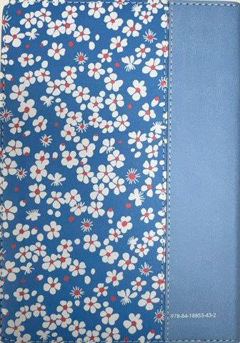 Image of Biblia RVR 1960 Compacta Símil Piel Flores Azul Grisáceo