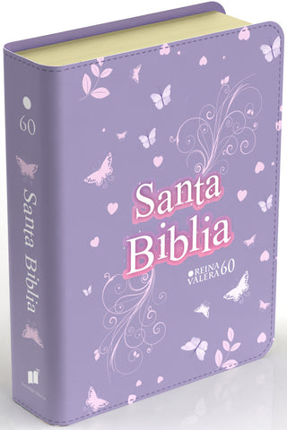 Image of Biblia RVR 1960 Compacta Símil Piel Juvenil Mariposa Lila