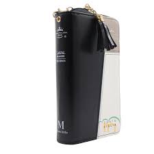 Image of Biblia RVR 1960 Chequera Negro Beige Blanco Símil Piel con Índice y Cierre