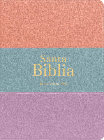 Image of Biblia RVR 1960 Bolsillo Símil Piel Tricolor Palo Rosa Celeste Lila