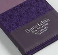 Image of Biblia RVR 1960 Letra Gigante Tricolor Lila Morado Negro Símil Piel con Índice y Cierre