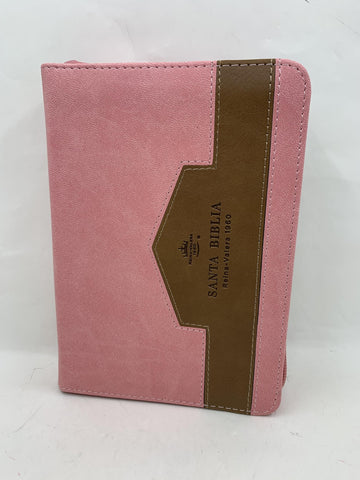 Image of Biblia RVR 1960 Bolsillo Rosa Café Símil Piel con Índice y Cierre