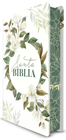 Image of Biblia RVR 1960 Letra Grande Tamaño Manual Flores Blancas Tapa Dura