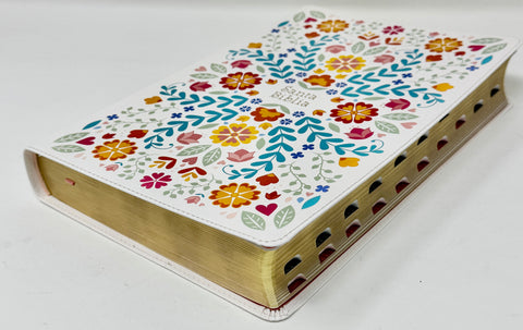 Image of Biblia RVR 1960 Súper Gigante Flores Símil Piel con Índice *IRREGULAR*