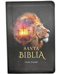 Image of Biblia RVR 1960 Tamaño Manual Letra Grande Colección Supreme Negro León Cruces Símil Piel
