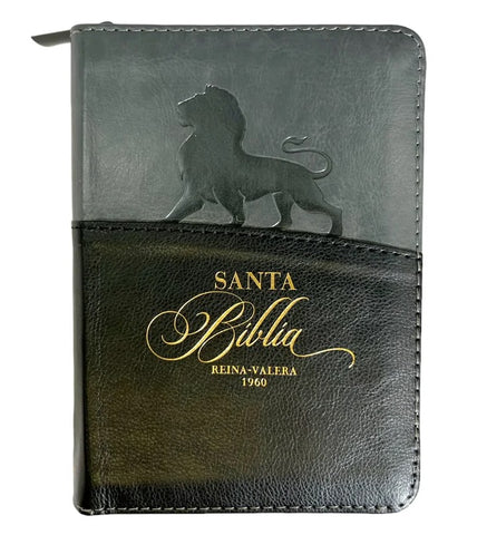 Image of Biblia RVR 1960 Compacta Expresión Negro Gris Símil Piel