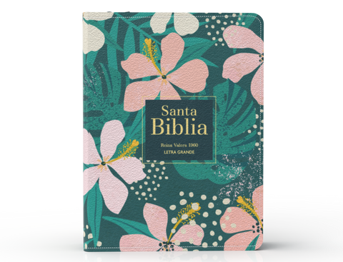 Image of Biblia RVR 1960 Compacta Letra Grande 11 puntos Símil Piel Flores Tropicales con Cierre e Índice