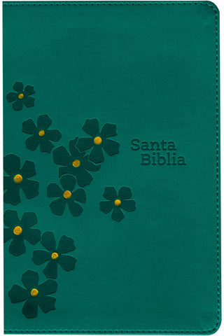 Image of Biblia NTV Compacta Letra Gigante con Filament Símil Piel Turquesa Floral Índice Letra Roja