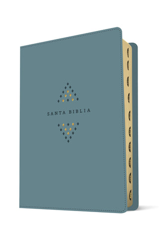 Image of Biblia NTV Ultrafina Letra Grande con Filament Símil Piel Azul Sereno Índice Letra Roja