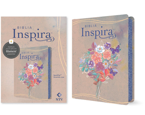 Image of Biblia NTV Inspira con Filament Símil Piel Acuarela Rosa
