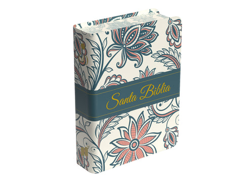 Image of Biblia RVR 1960 Compacta Letra Grande 11 Puntos Símil Piel Floral Crema
