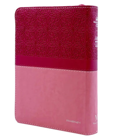 Image of Biblia RVR 1960 Letra Grande Tamaño Manual Bifloral Rosa Símil Piel