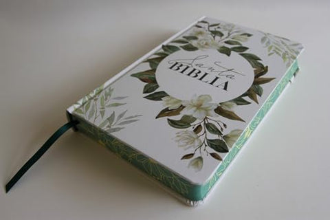 Image of Biblia RVR 1960 Letra Grande Tamaño Manual Flores Blancas Tapa Dura