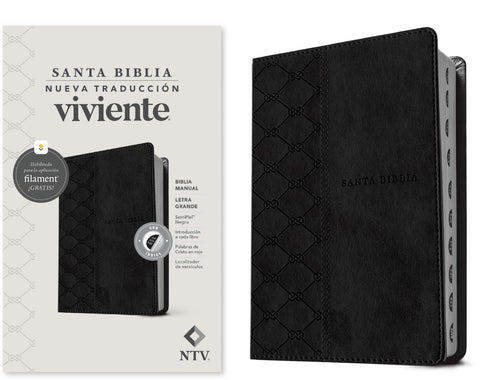 Image of Biblia NTV Letra Grande Tamaño Manual con Filament Símil Piel Negro Índice Letra Roja