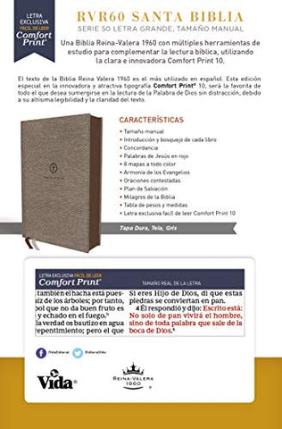 Image of Biblia RVR 1960 Serie 50 Letra Grande Tamaño Manual Tapa Dura Tela Gris