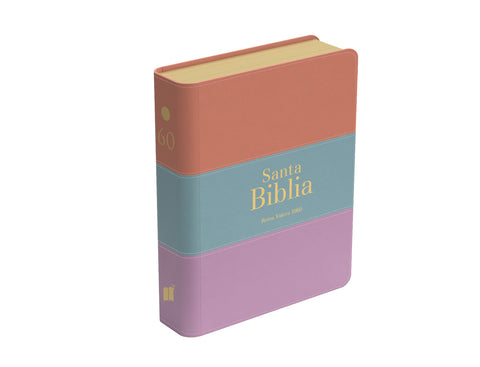 Image of Biblia RVR 1960 Bolsillo Símil Piel Tricolor Palo Rosa Celeste Lila