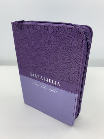 Image of Biblia RVR 1960 Compacta Duotono Lila Símil Piel con Índice y Cierre