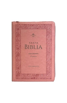 Image of Biblia RVR 1960 Letra Gigante Símil Piel Rosa Flores con Índice y Cierre