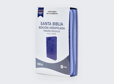 Image of Biblia NBLA Edición Versificada Tamaño Bolsillo Piel Morado Cierre Palabras de Jesús en Rojo Comfort Print
